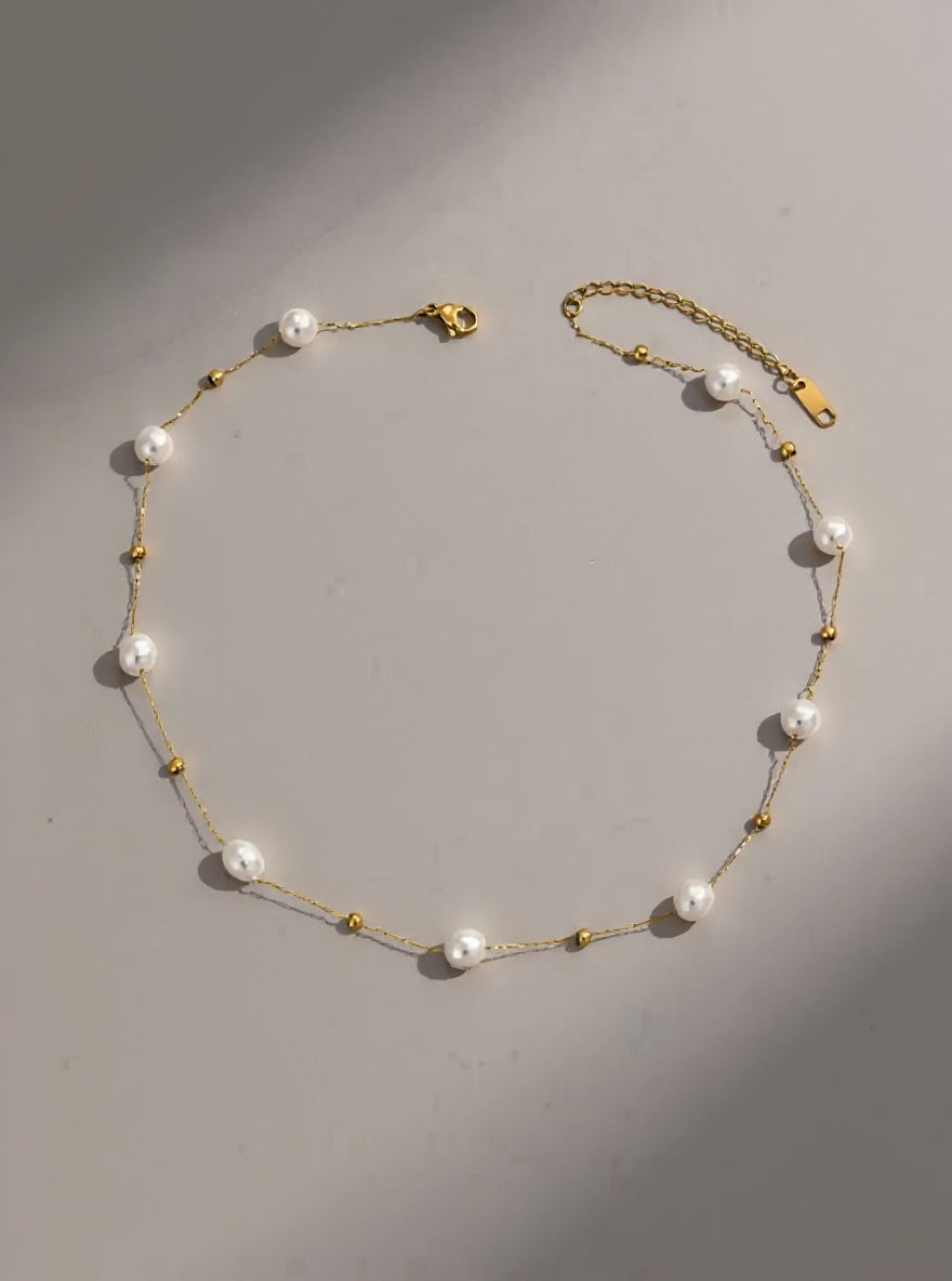 Collana di perle classiche | Placcata oro 