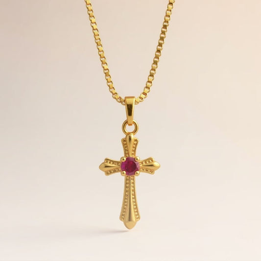 Collana con croce - Placcata oro | Zirconia