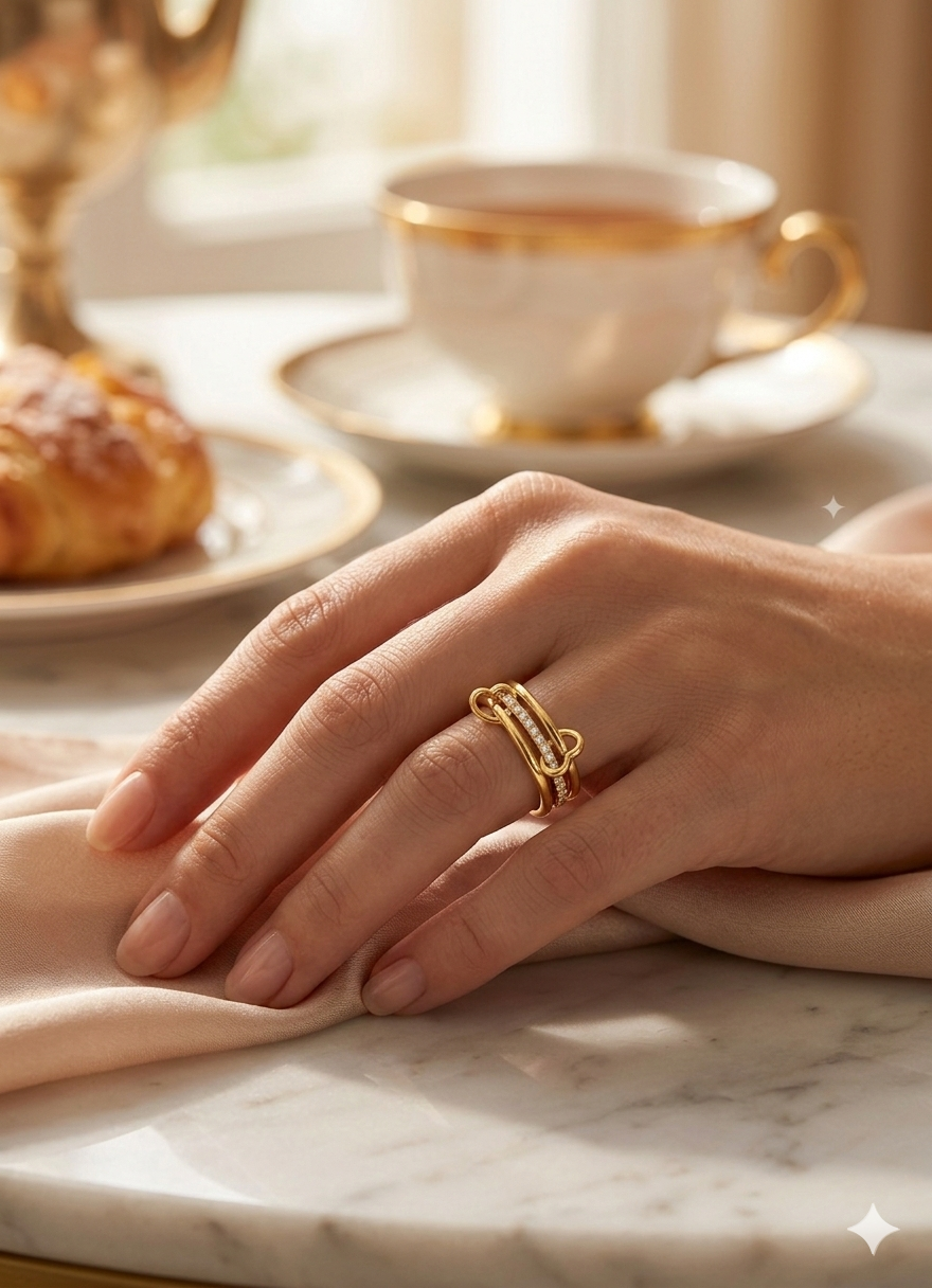 ANEL HEART - PRATA DOURADA