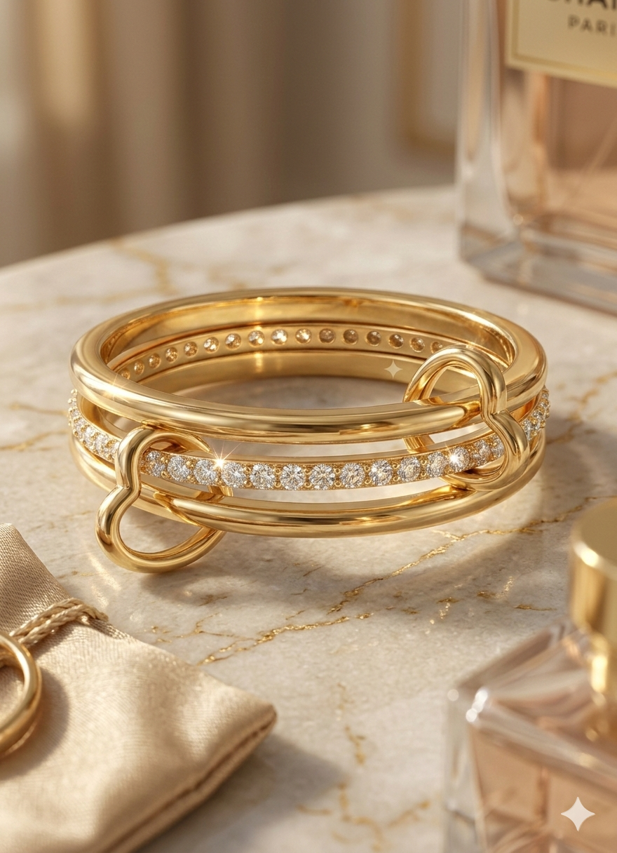 ANEL HEART - PRATA DOURADA