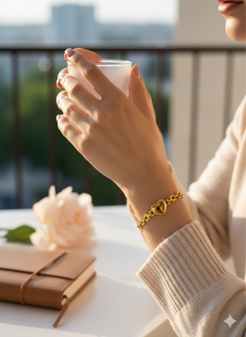 PULSEIRA LOVE LINK - ACABAMENTO EM OURO