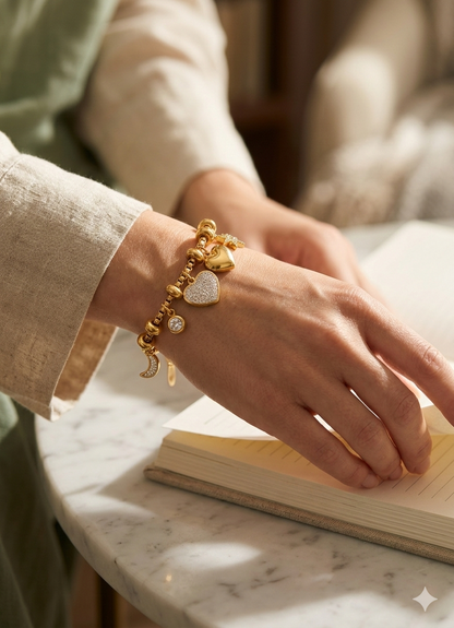 PULSEIRA CELESTIAL HEART | ACABAMENTO EM OURO