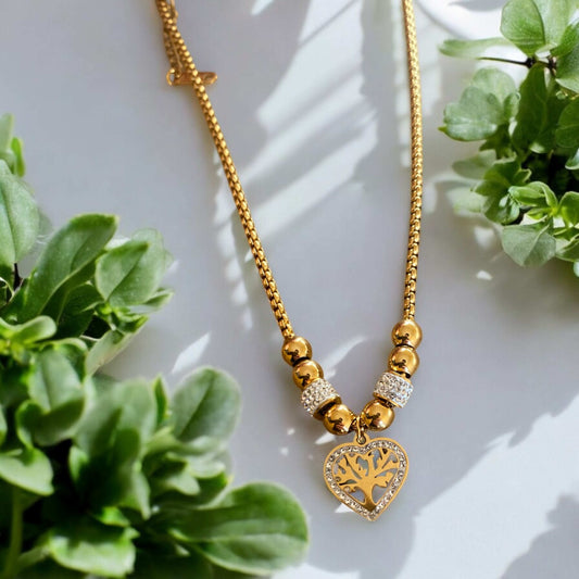 Collana Albero della Vita - Placcata Oro | Zirconia