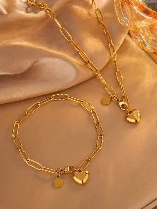 Set di graffette a forma di cuore - Placcato oro